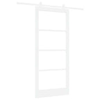 Porta Scorrevole ORKDAL Bianco 93 x 211 cm Legno Massello Pino e Vetro Temperato