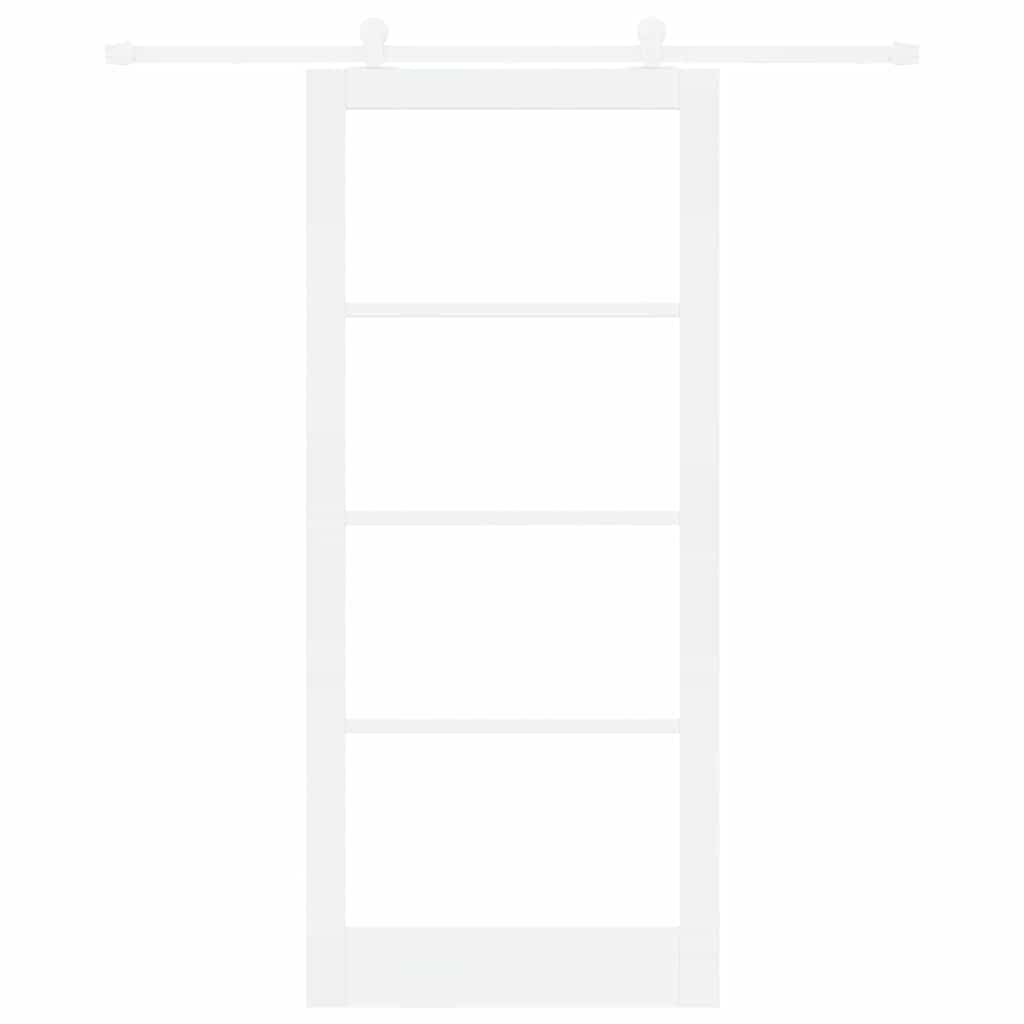 Porta Scorrevole ORKDAL Bianco 93 x 211 cm Legno Massello Pino e Vetro Temperato