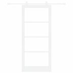 Porta Scorrevole ORKDAL Bianco 93 x 211 cm Legno Massello Pino e Vetro Temperato