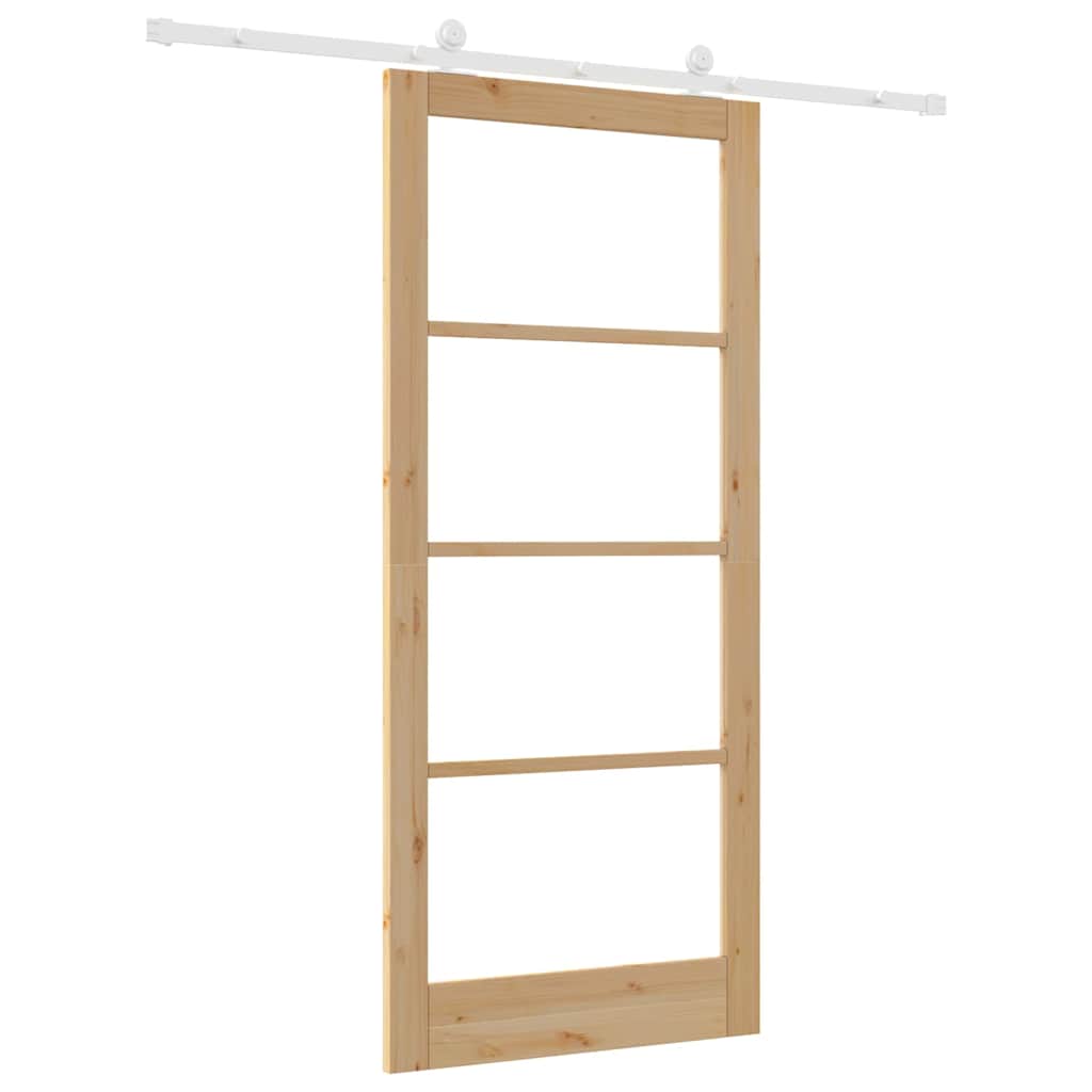 Porta scorrevole ORKDAL legno massello pino e vetro temperato 93 x 211 cm naturale