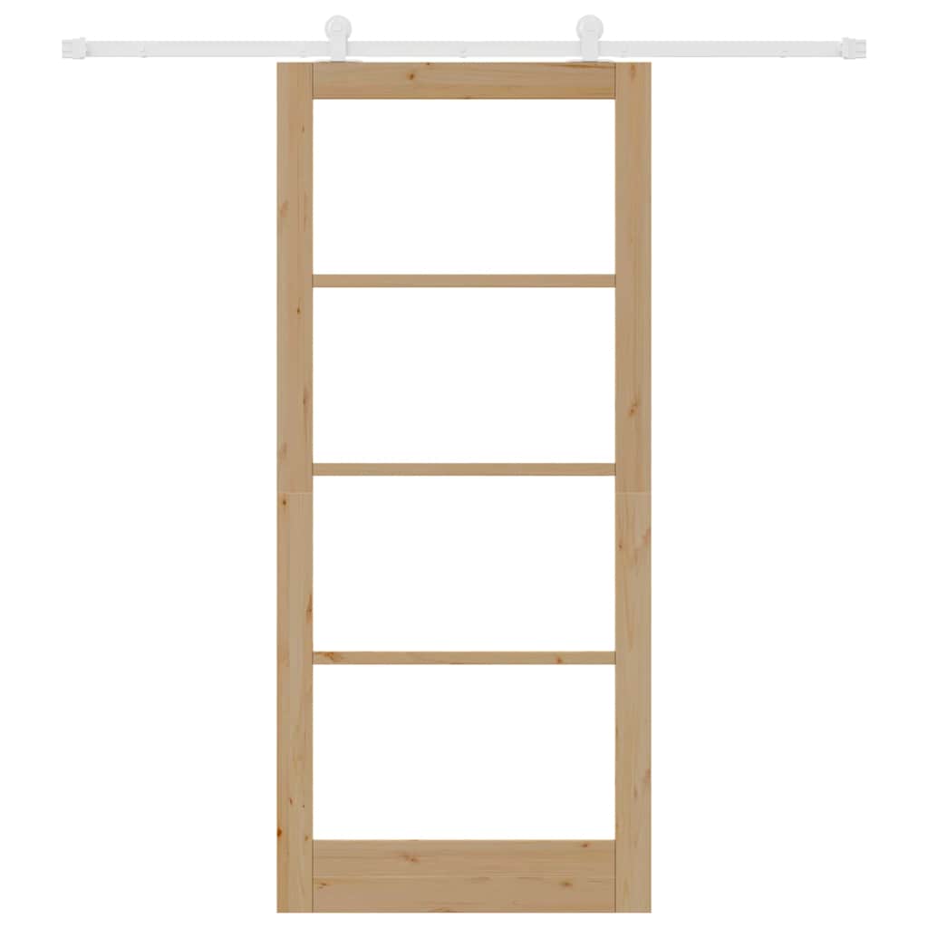 Porta scorrevole ORKDAL legno massello pino e vetro temperato 93 x 211 cm naturale