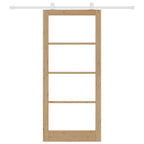 Porta scorrevole ORKDAL legno massello pino e vetro temperato 93 x 211 cm naturale