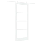 Porta scorrevole ORKDAL bianca 93 x 232 cm in legno massello di pino e vetro temperato