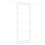 Porta scorrevole ORKDAL bianca 93 x 232 cm in legno massello di pino e vetro temperato