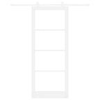 Porta scorrevole ORKDAL bianca 93 x 232 cm in legno massello di pino e vetro temperato