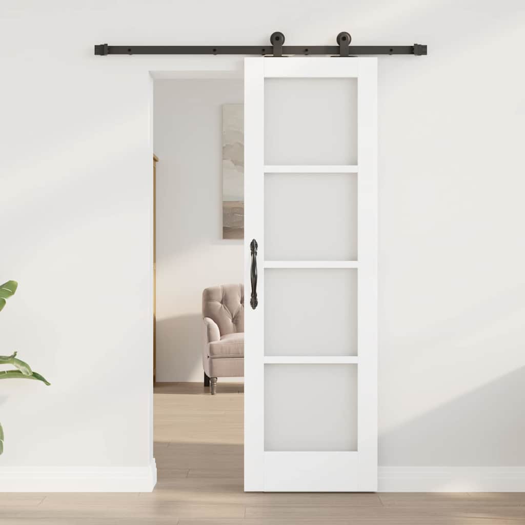 Porta scorrevole ORKDAL bianco 61 x 198,5 cm legno massello pino e vetro