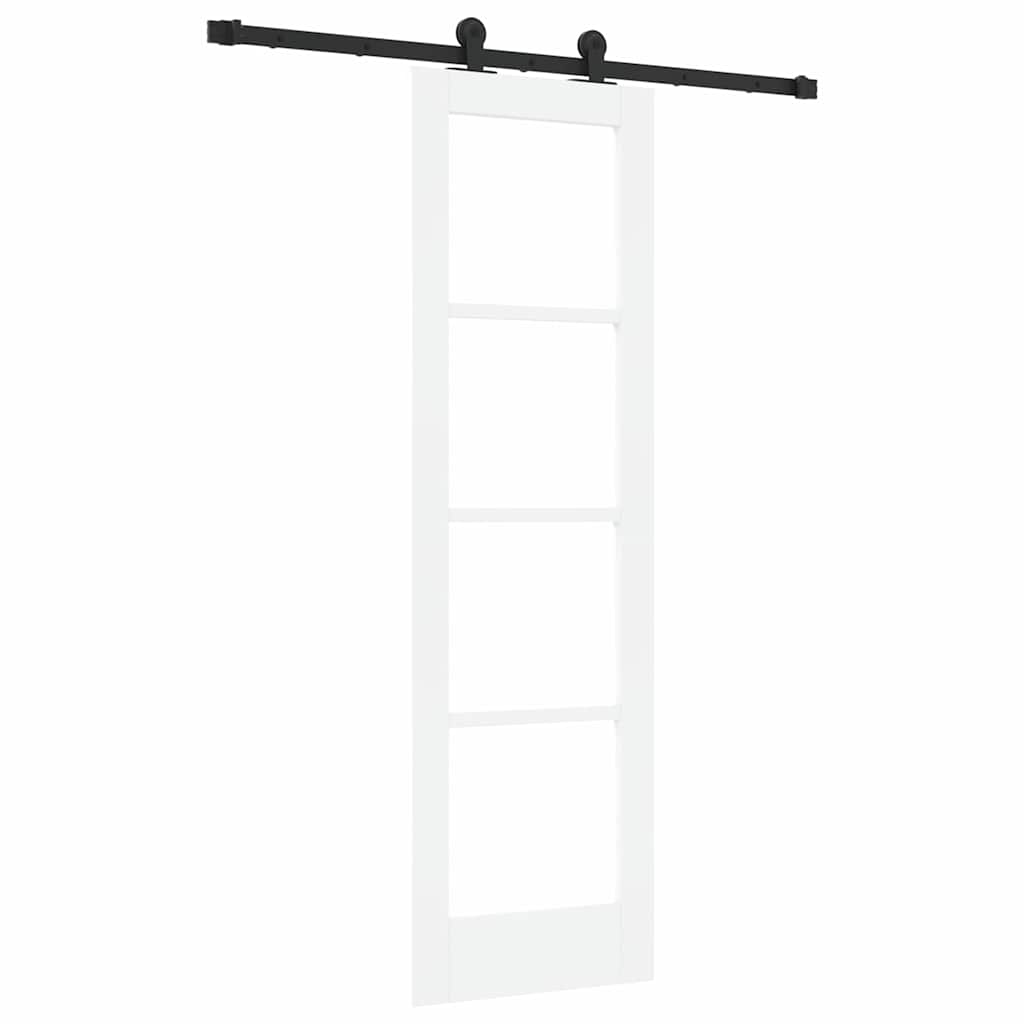 Porta scorrevole ORKDAL bianco 61 x 198,5 cm legno massello pino e vetro
