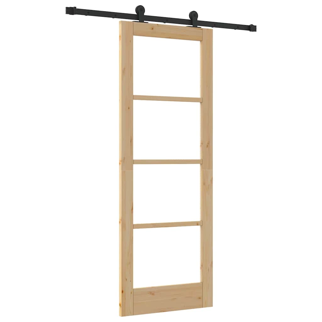 Porta scorrevole ORKDAL in legno massello di pino e vetro naturale 73,5 x 198,5 cm