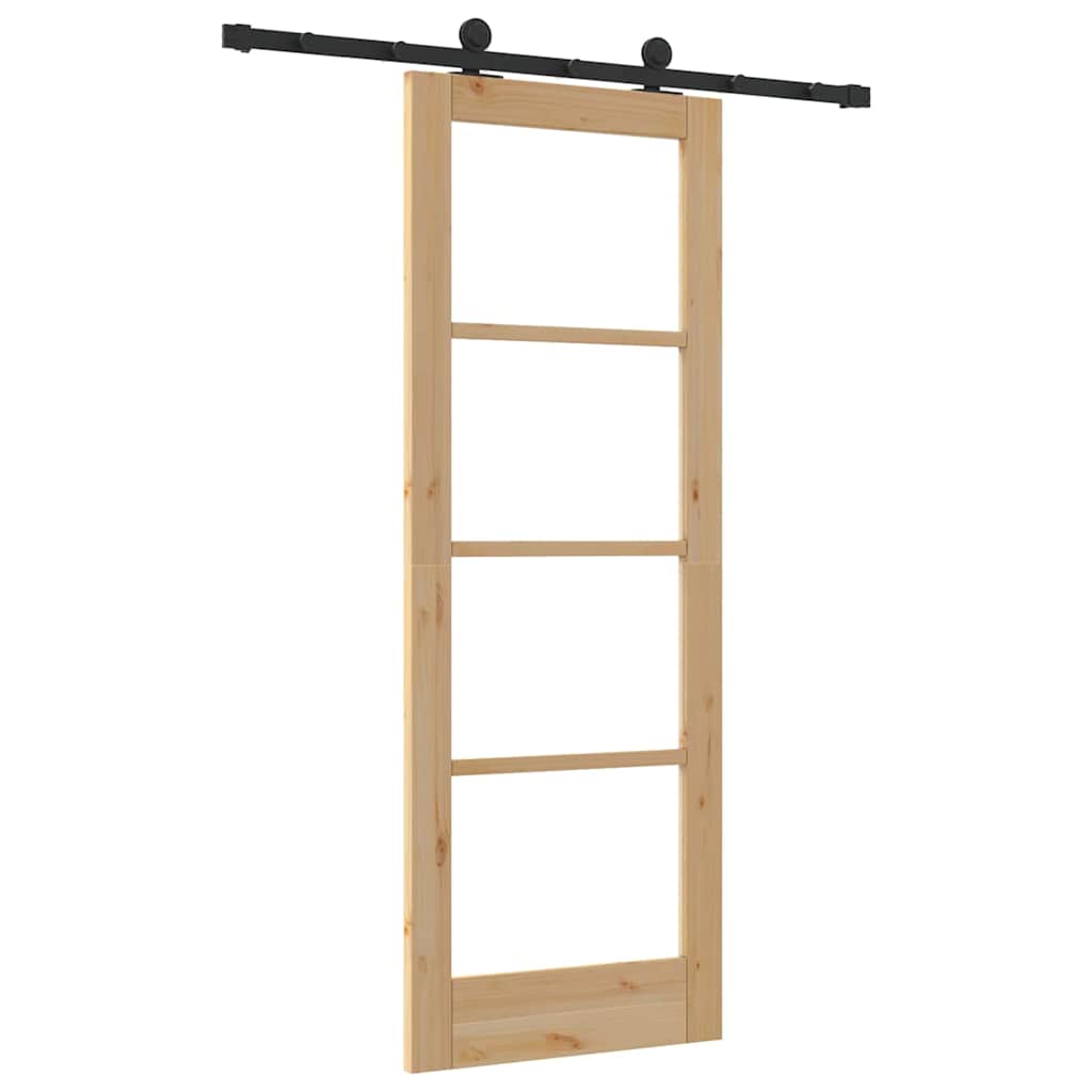 Porta scorrevole ORKDAL in legno massello di pino e vetro naturale 73,5 x 198,5 cm