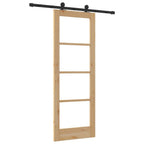 Porta scorrevole ORKDAL in legno massello di pino e vetro naturale 73,5 x 198,5 cm