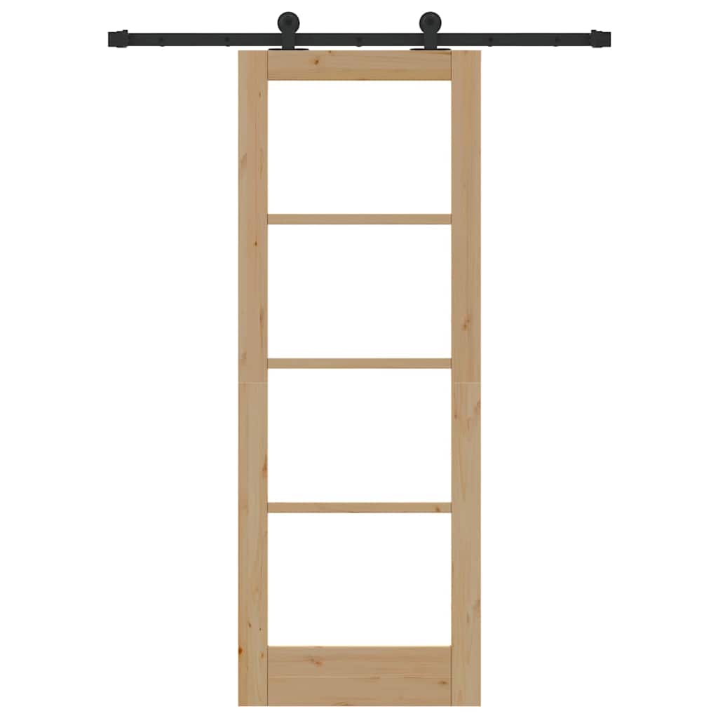 Porta scorrevole ORKDAL in legno massello di pino e vetro naturale 73,5 x 198,5 cm