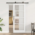 Porta scorrevole ORKDAL bianco 83 x 202 cm legno massello pino e vetro