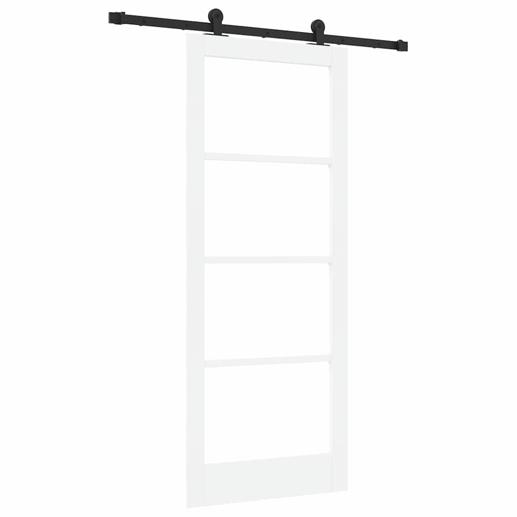 Porta scorrevole ORKDAL bianco 83 x 202 cm legno massello pino e vetro