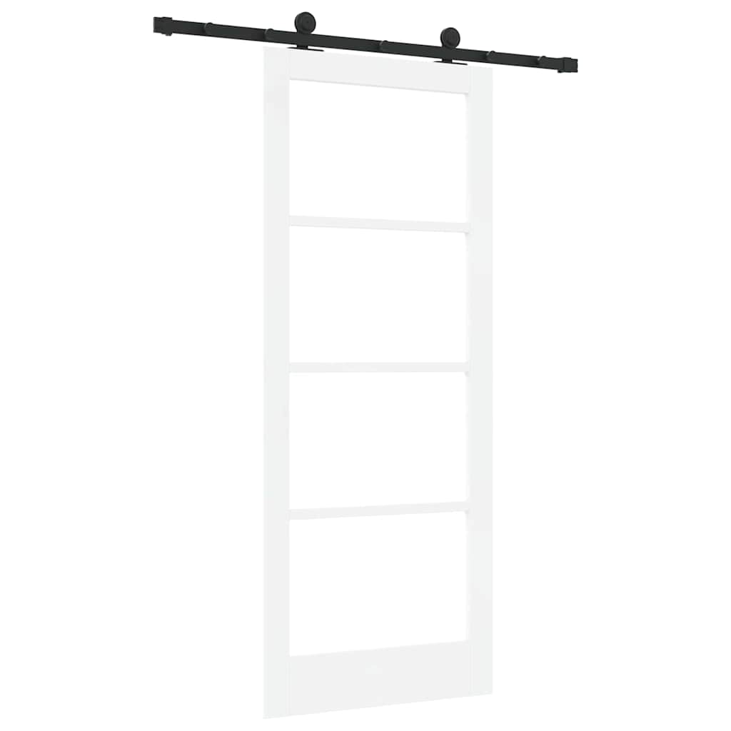 Porta scorrevole ORKDAL bianco 83 x 202 cm legno massello pino e vetro