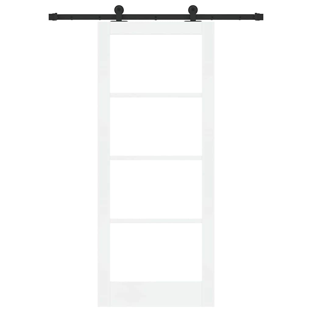 Porta scorrevole ORKDAL bianco 83 x 202 cm legno massello pino e vetro