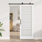 Porta scorrevole ORKDAL bianco 83 x 211 cm legno massello pino e vetro