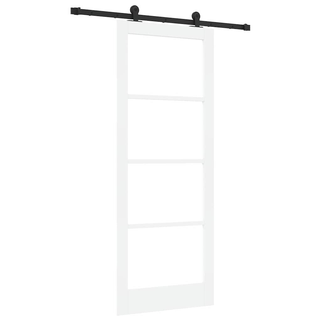 Porta scorrevole ORKDAL bianco 83 x 211 cm legno massello pino e vetro