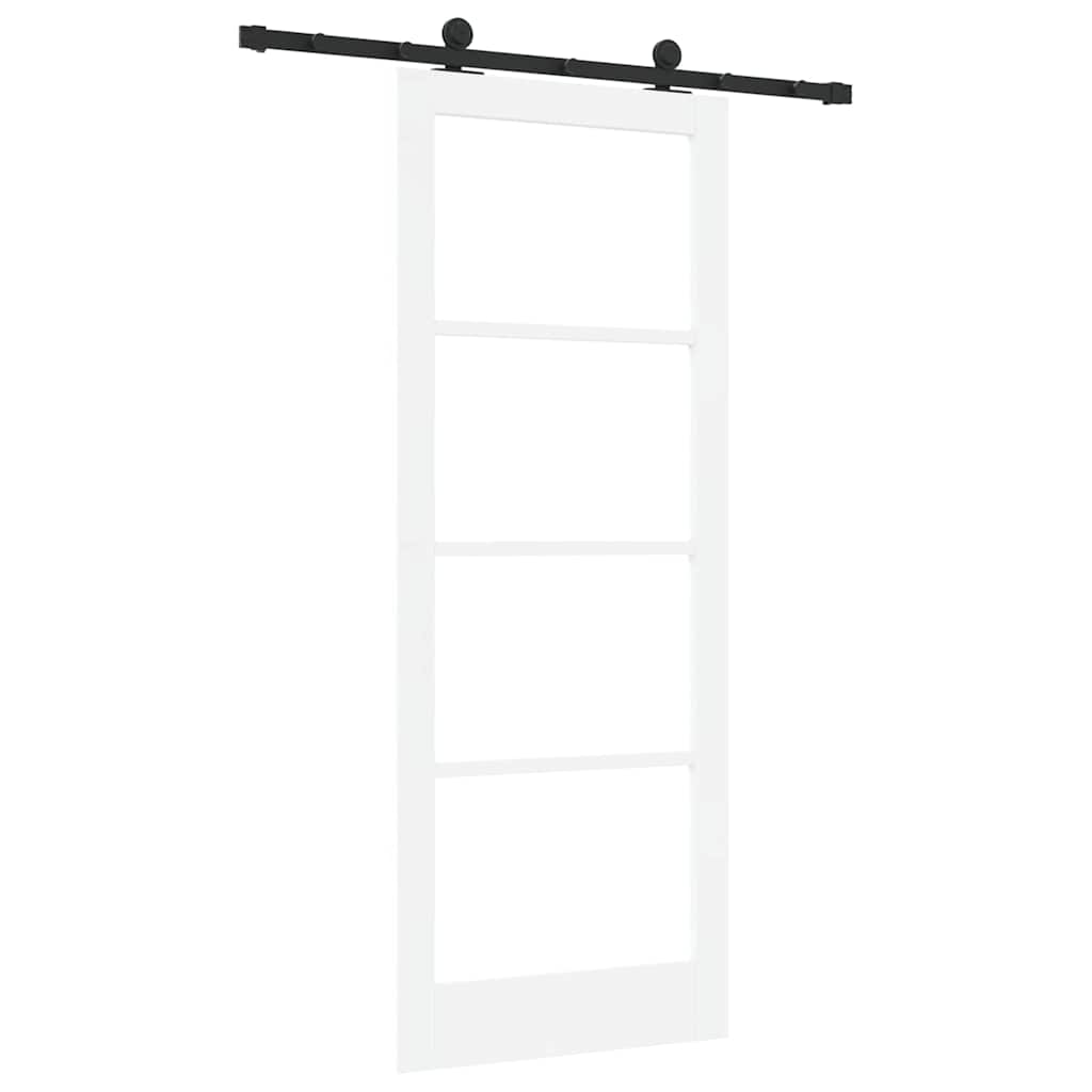 Porta scorrevole ORKDAL bianco 83 x 211 cm legno massello pino e vetro