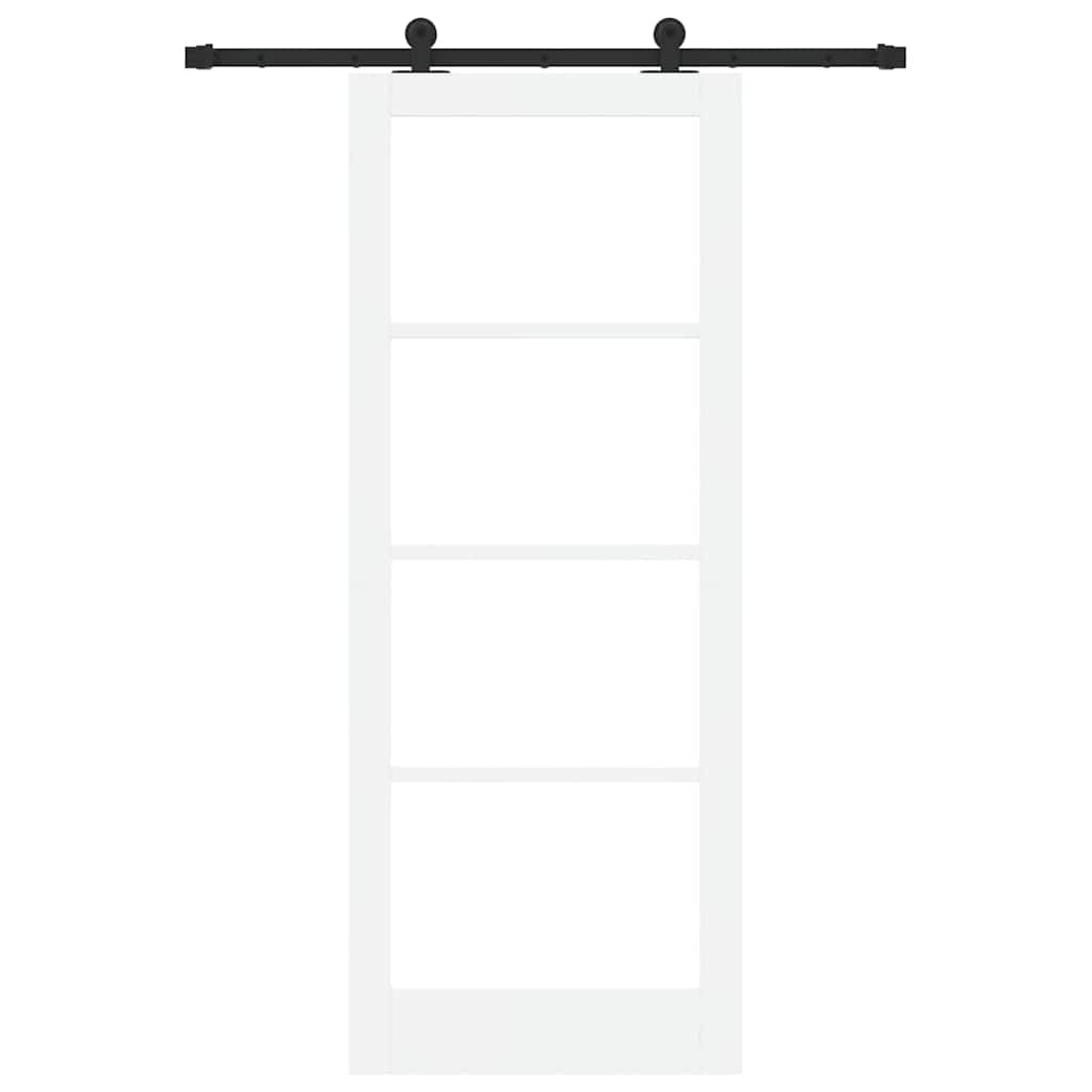 Porta scorrevole ORKDAL bianco 83 x 211 cm legno massello pino e vetro