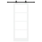 Porta scorrevole ORKDAL bianco 83 x 211 cm legno massello pino e vetro