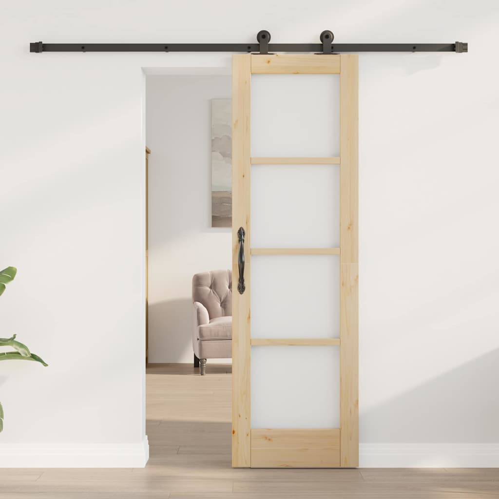 Porta scorrevole ORKDAL in legno massello di pino e vetro naturale 61 x 198,5 cm