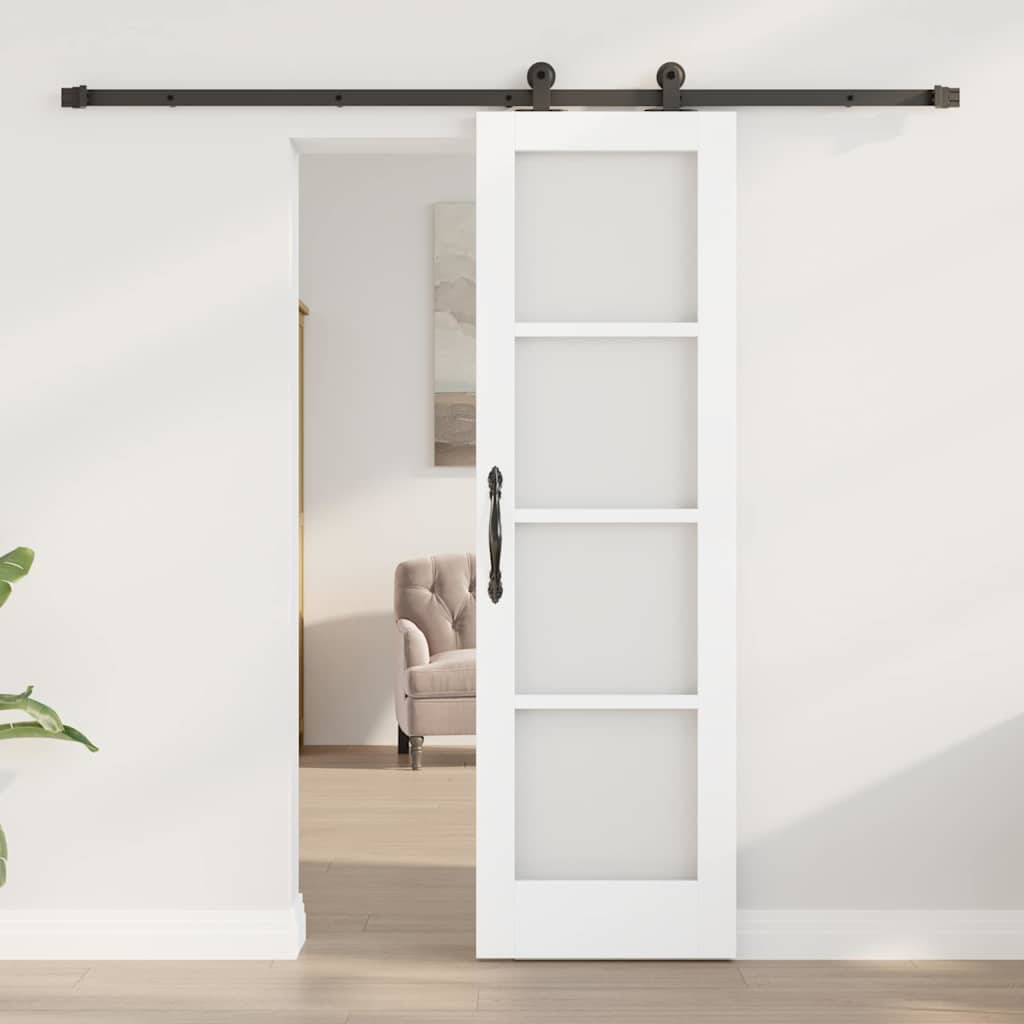 Porta scorrevole ORKDAL bianco 61 x 198,5 cm legno massello pino e vetro