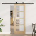 Porta scorrevole ORKDAL legno massello pino e vetro 73,5 x 198,5 cm naturale