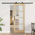 Porta scorrevole ORKDAL legno massello pino e vetro 73,5 x 198,5 cm naturale