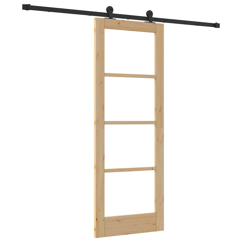 Porta scorrevole ORKDAL legno massello pino e vetro 73,5 x 198,5 cm naturale