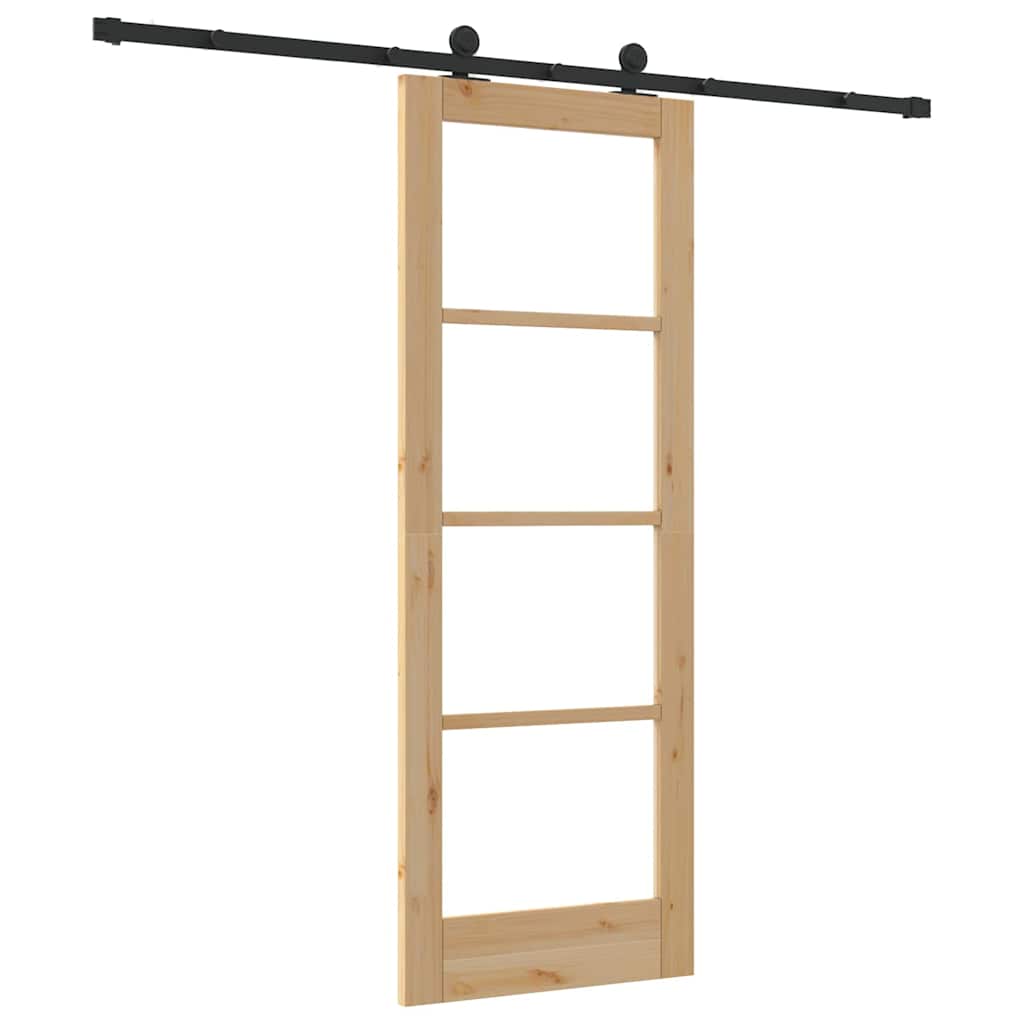 Porta scorrevole ORKDAL legno massello pino e vetro 73,5 x 198,5 cm naturale