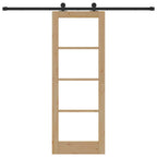 Porta scorrevole ORKDAL legno massello pino e vetro 73,5 x 198,5 cm naturale