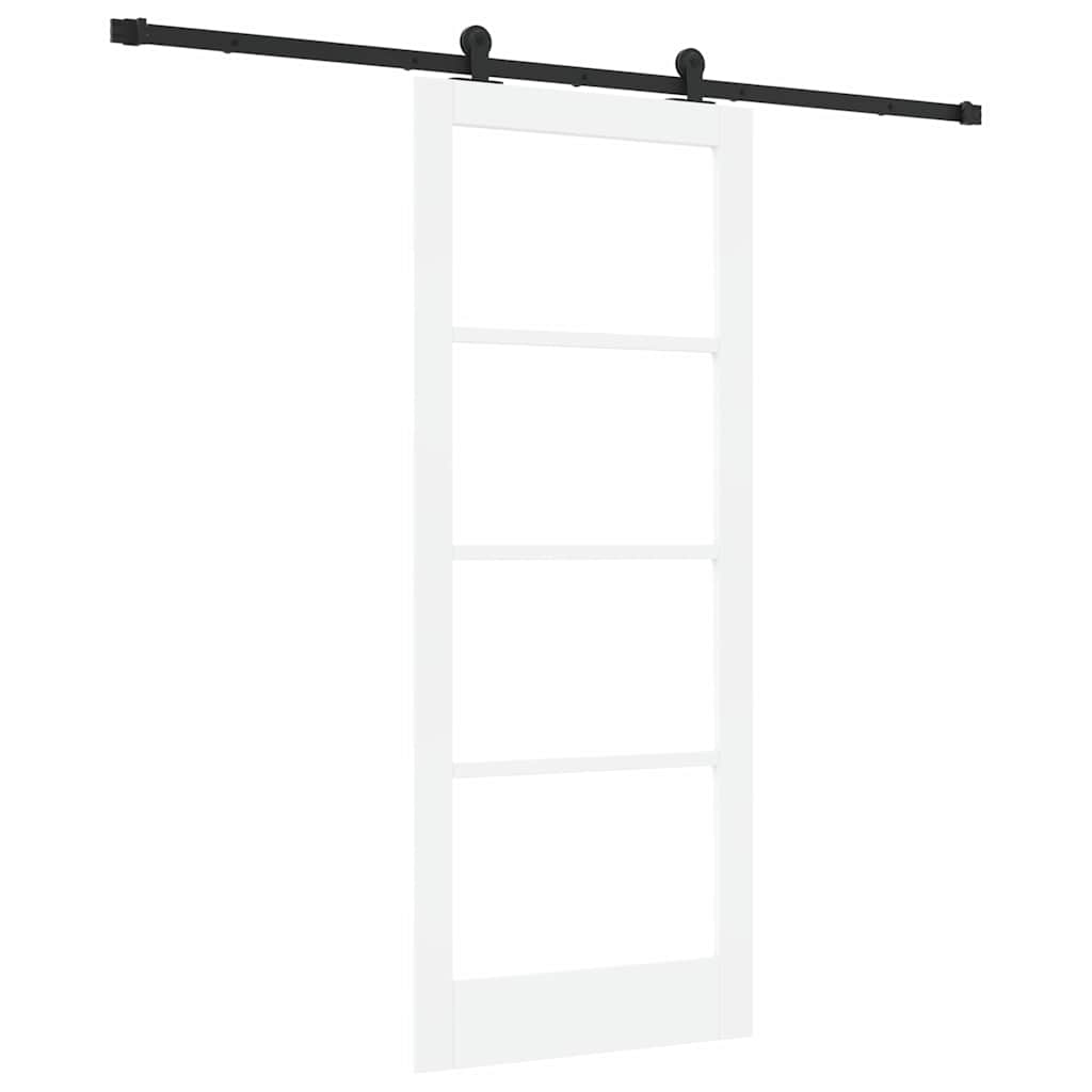 Porta scorrevole ORKDAL bianco 83 x 202 cm legno massello pino e vetro