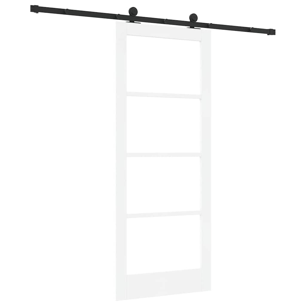 Porta scorrevole ORKDAL bianco 83 x 202 cm legno massello pino e vetro