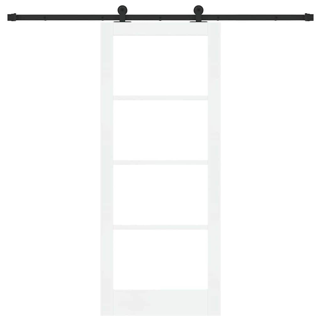 Porta scorrevole ORKDAL bianco 83 x 202 cm legno massello pino e vetro