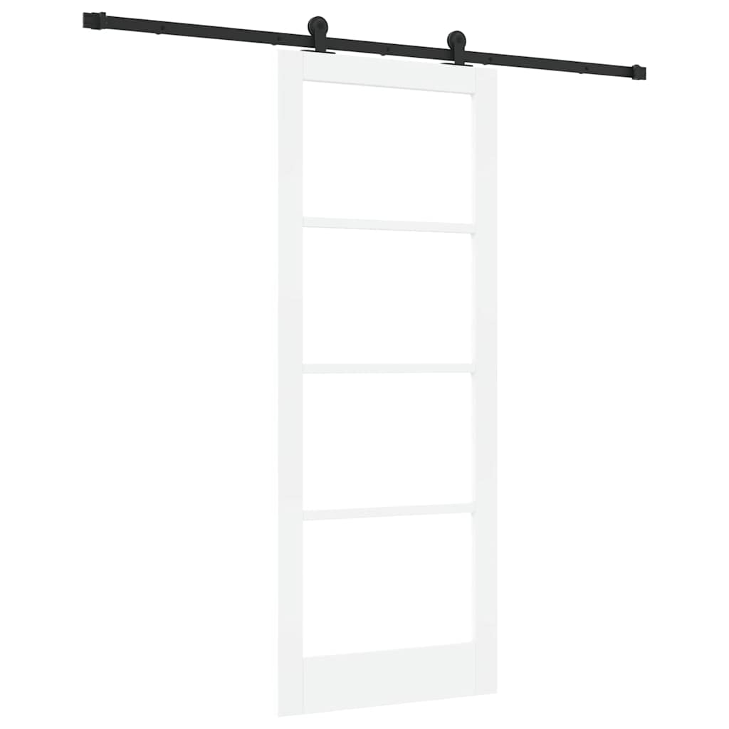 Porta scorrevole ORKDAL Bianco 83 x 211 cm in legno massello di pino e vetro