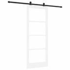 Porta scorrevole ORKDAL Bianco 83 x 211 cm in legno massello di pino e vetro