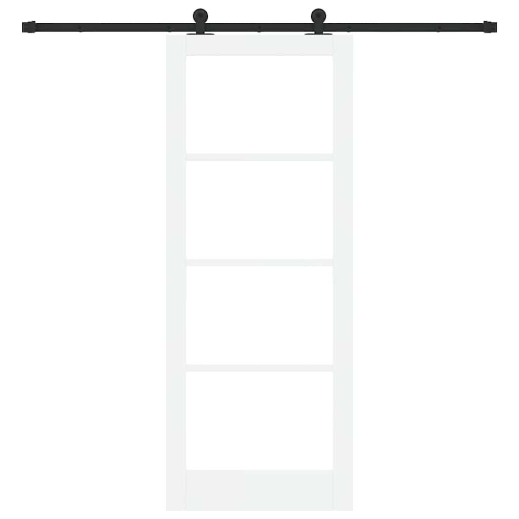 Porta scorrevole ORKDAL Bianco 83 x 211 cm in legno massello di pino e vetro