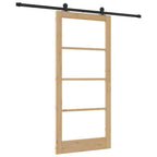 Porta scorrevole ORKDAL in legno massello di pino e vetro 93 x 202 cm - Naturale
