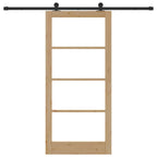 Porta scorrevole ORKDAL in legno massello di pino e vetro 93 x 202 cm - Naturale