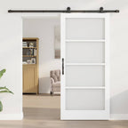 Porta scorrevole ORKDAL bianco 93 x 202 cm legno massello pino e vetro