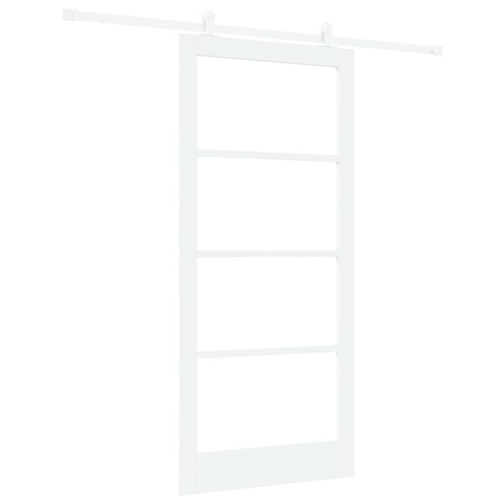 Porta scorrevole ORKDAL bianco 93 x 202 cm legno massello pino e vetro