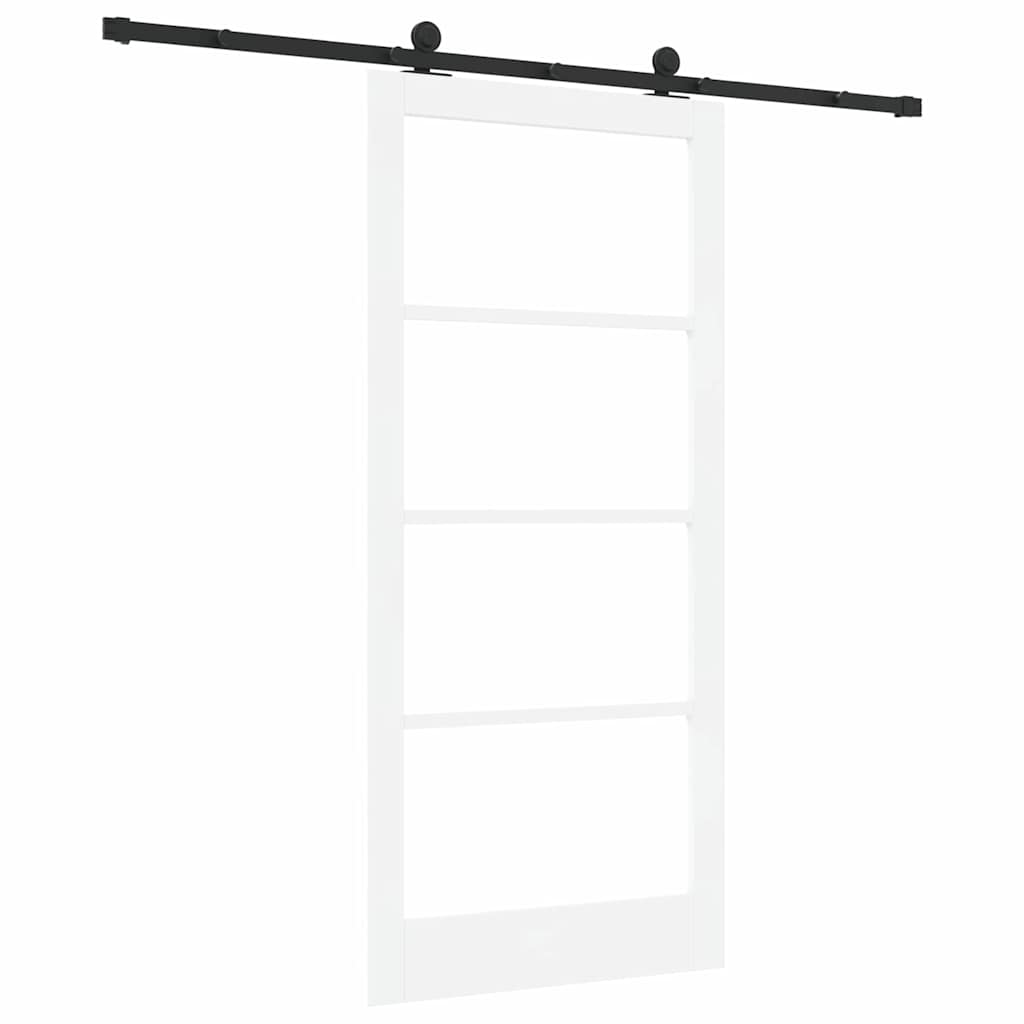 Porta scorrevole ORKDAL bianco 93 x 202 cm legno massello pino e vetro