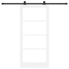 Porta scorrevole ORKDAL bianco 93 x 202 cm legno massello pino e vetro