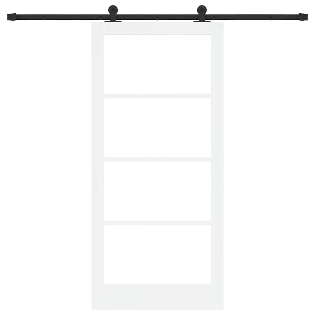 Porta scorrevole ORKDAL bianco 93 x 202 cm legno massello pino e vetro
