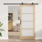 Porta scorrevole ORKDAL legno massello pino e vetro 93 x 211 cm naturale
