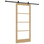 Porta scorrevole ORKDAL legno massello pino e vetro 93 x 211 cm naturale