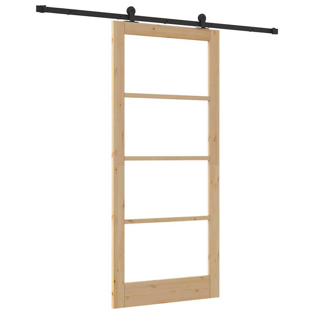 Porta scorrevole ORKDAL legno massello pino e vetro 93 x 211 cm naturale
