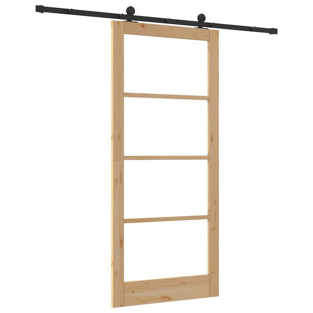 Porta scorrevole ORKDAL legno massello pino e vetro 93 x 211 cm naturale