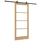 Porta scorrevole ORKDAL legno massello pino e vetro 93 x 211 cm naturale