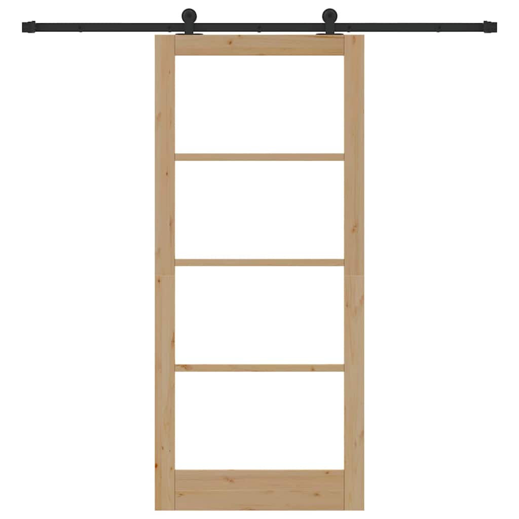 Porta scorrevole ORKDAL legno massello pino e vetro 93 x 211 cm naturale